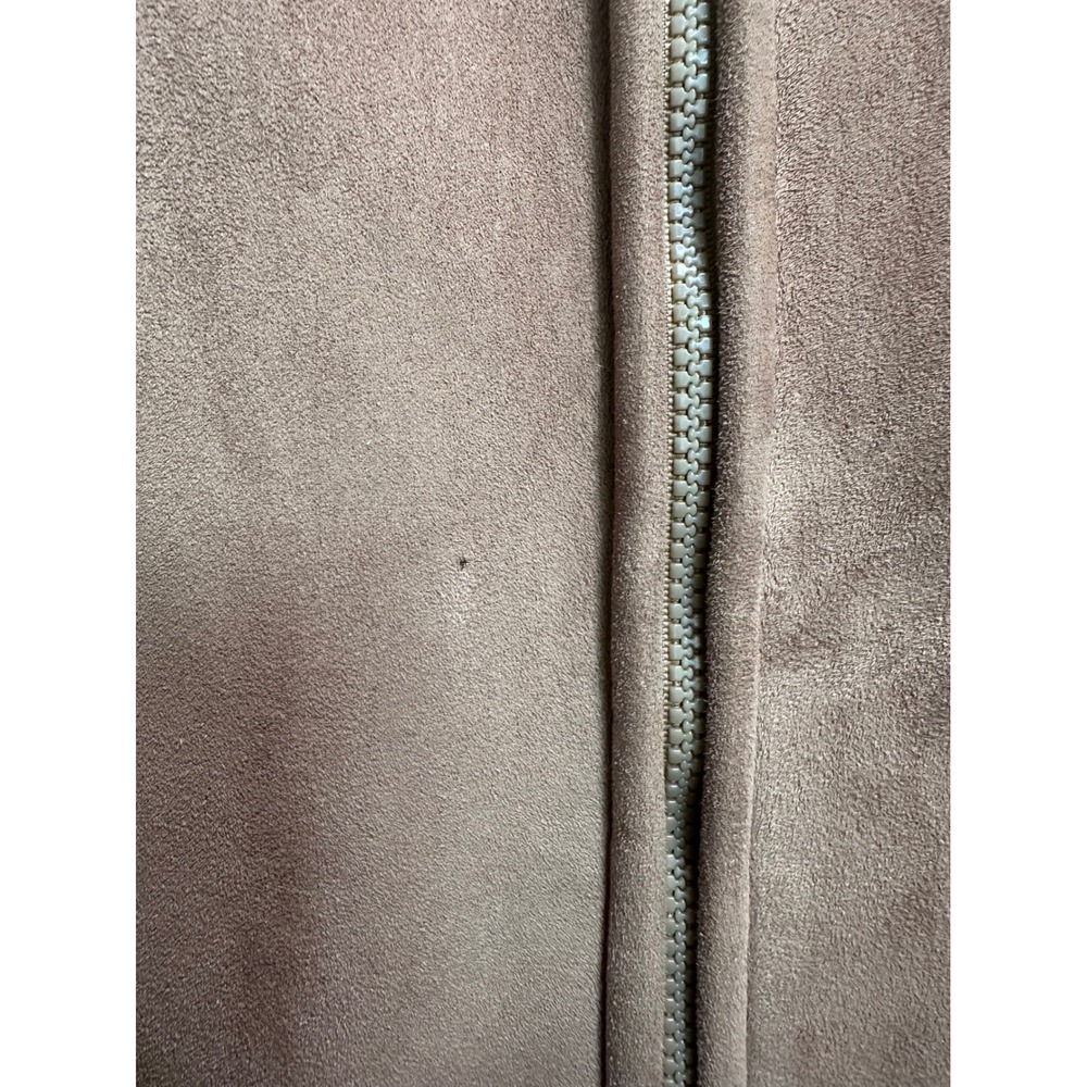 Talbots Womens Faux Suede Shearling Lined Jacket Camel Tan Zip Front Size Large - Picture 3 of 9
